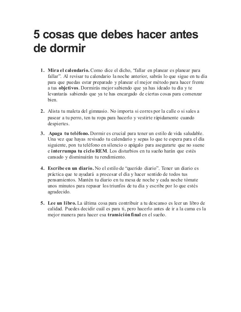 Que hacer para no dormir en la noche